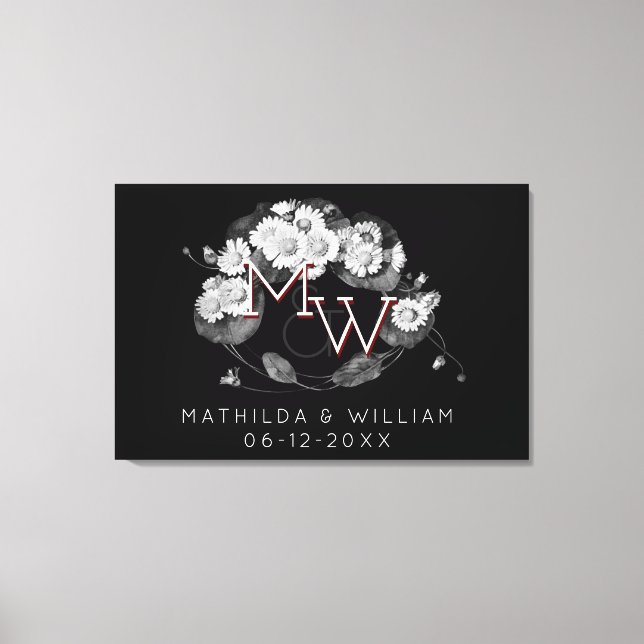 Lienzo Art Nouveau Daisies fue un monograma para personal (Anverso)