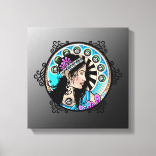 Lienzo Art Nouveau Pintando Círculo De Una Mujer Samarita