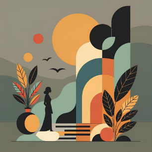 Lienzo "Arte mural abstracto moderno de mediados de siglo