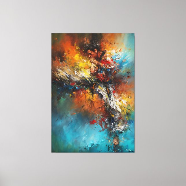 Lienzo Artes Marciales Dinámicas Pintura Abstracta Energí (Anverso)