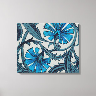 Lienzo artesanía de flores antiguas de color azul vintage