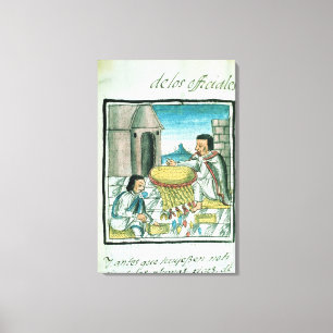 Lienzo Artesanos aztecas de la pluma en el trabajo