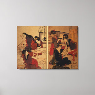 Lienzo Artesanos que hacen un grabar en madera, c.1857