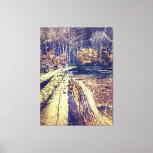 Lienzo Árticas de madera por lago forestal