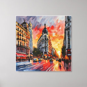 Lienzo Artista Anders* Atardecer en la Gran Vía. Madrid, 