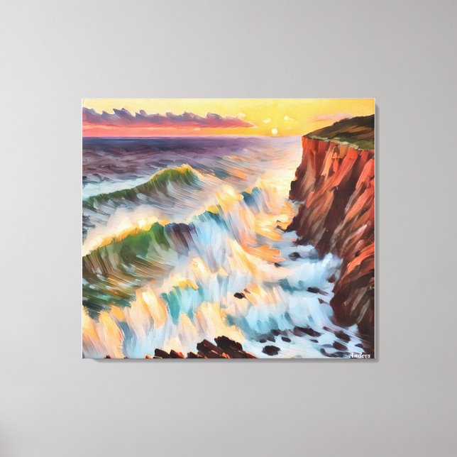 Lienzo Artista Anders* Atardecer en la ola* (Anverso)