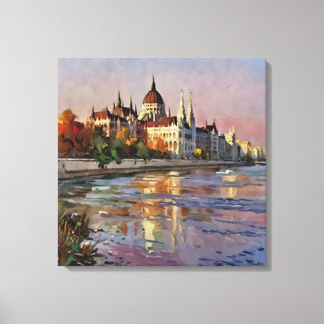Lienzo Artista de Anders"Atardecer sobre Budapest" (Anverso)