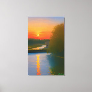 Lienzo Artista De Anders* Dusk Cae En Una Vía Acuática