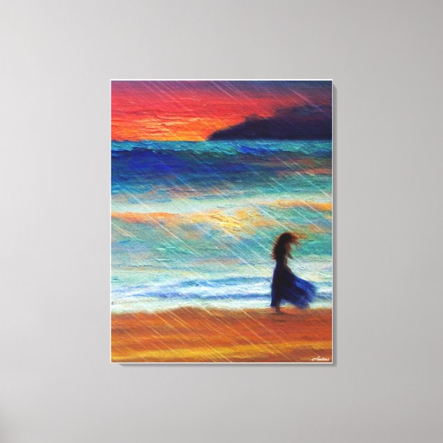 Lienzo Artista de Anders* Mujer solitaria caminando por l (Anverso)