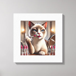 Lienzo Artista de maquillaje de gato para amante del gato