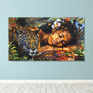 Lienzo "Arumáya" Bloom de Jaguar - Mujeres en la Amazonía