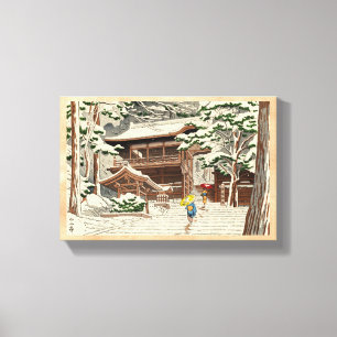 Lienzo Asano Takeji Nieve en el santuario Yuki shin hanga