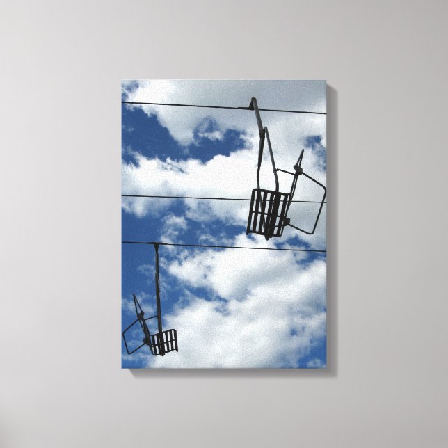 Lienzo Ascensor de esquí y cielo (Anverso)