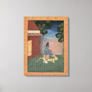 Lienzo Asceta envejecido asentado en una piel del tigre