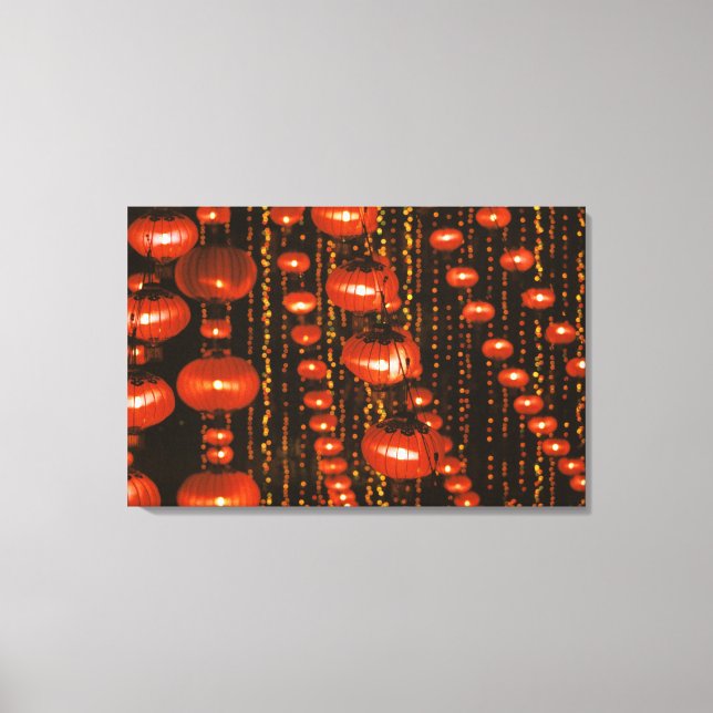 Lienzo Asia, China, Beijing. Linternas chinas rojas, (Anverso)