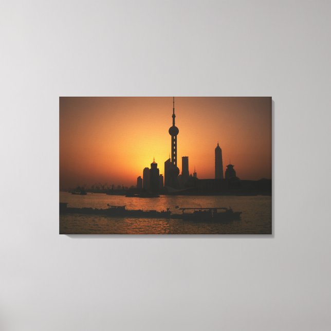 Lienzo ASIA, China, Shanghai View of Oriental Pearl TV (Anverso)