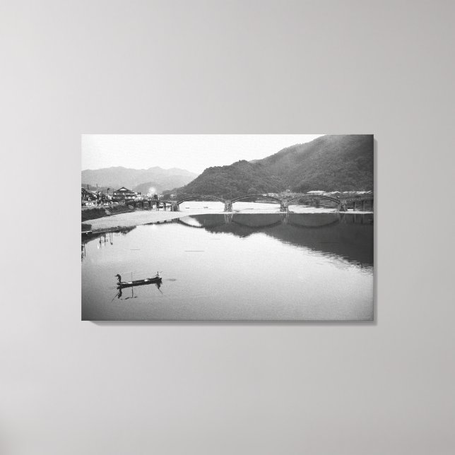 Lienzo Asia, Japón, Iwakuni. Pescadores e históricos (Anverso)