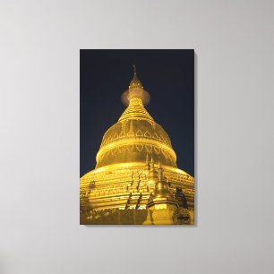 Lienzo Asia, Mayanmar, Yangon, templo budista en