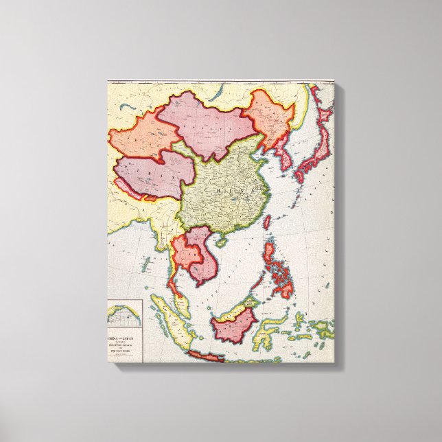 Lienzo Asia Oriental: Mapa panorámicoAsia Oriental (Anverso)