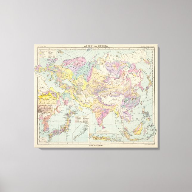 Lienzo Asien u Europa - Atlas Map of Asia and Europe (Anverso)