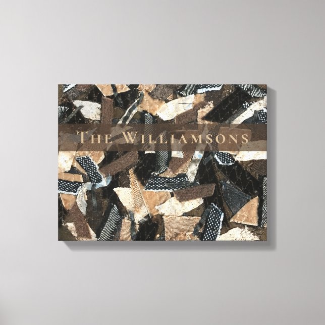 Lienzo Aspecto de parches de rayas abstractas neutrales p (Anverso)