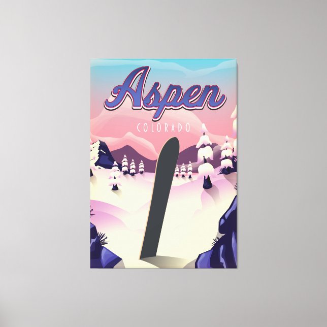 Lienzo Aspen Colorado Snowboard Poster (Anverso)