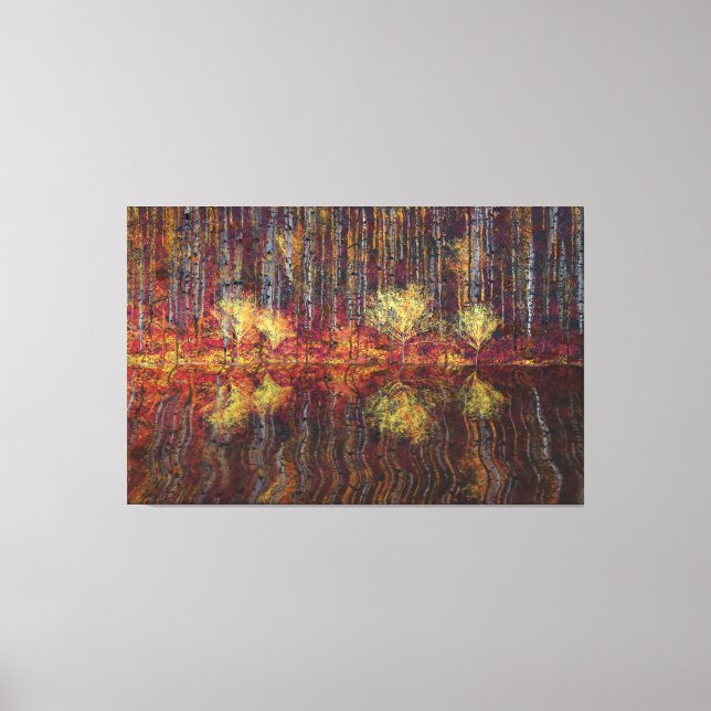 Lienzo Aspen trees forest by the lake (Anverso)