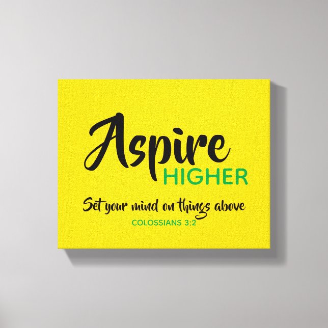 Lienzo ASPIRE HIGHER Inspirador Scripting Christian (Anverso)