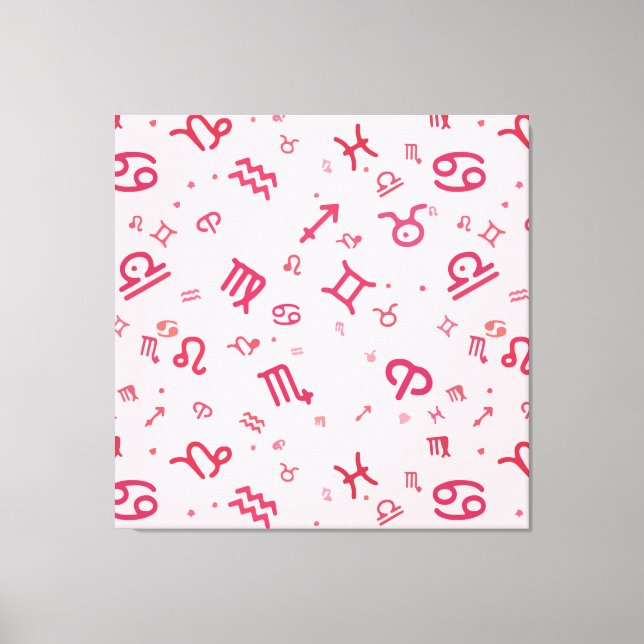 Lienzo Astrología rosa Rótulo de símbolos zodiaco (Anverso)