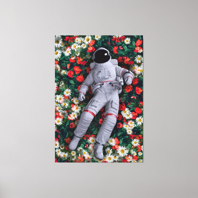 Lienzo Astronaut Floating in Flowers Surreal Nature Art (Anverso)