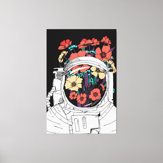 Lienzo Astronaut Floral space art (Anverso)
