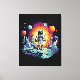 Lienzo Astronaut Galaxy Space Explorer Wooden Wall Plaque