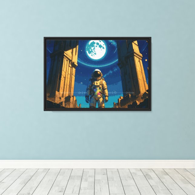 Lienzo Astronauta Bajo la Puerta Celestial (Insitu (piso de madera))