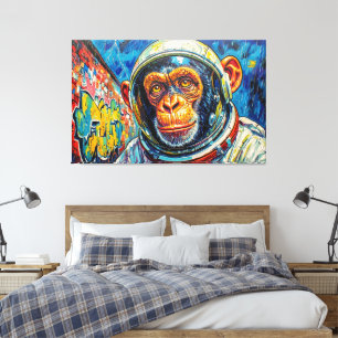 LIENZO ASTRONAUTA CHIMPANCÉ REGRESA A CASA