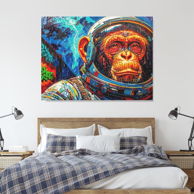 LIENZO ASTRONAUTA CHIMPANCÉ REGRESA A CASA-3 (Insitu(Dormitorio))