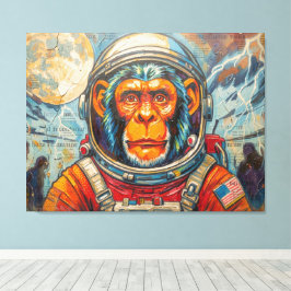 LIENZO ASTRONAUTA CHIMPANCÉ - REGRESANDO A CASA