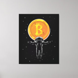 Lienzo Astronauta de Bitcoin a la luna - Cripto de Bitcoi