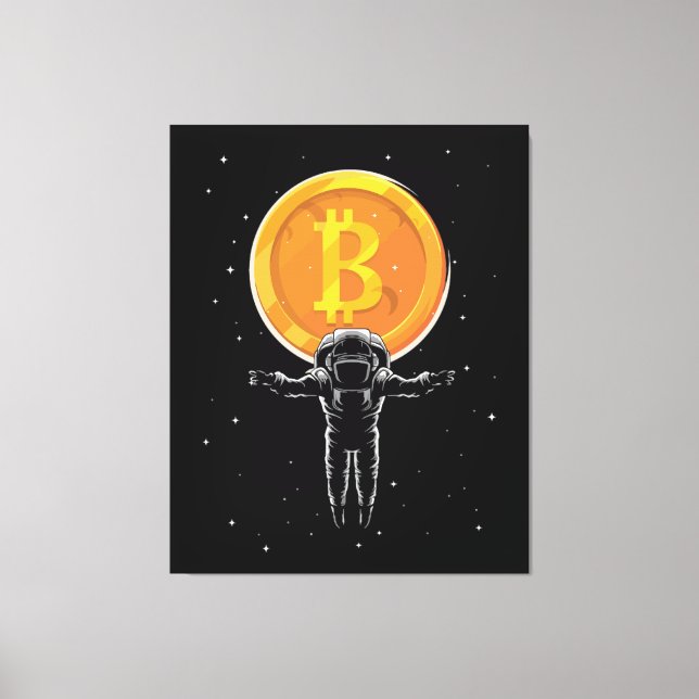 Lienzo Astronauta de Bitcoin a la luna - Cripto de Bitcoi (Anverso)