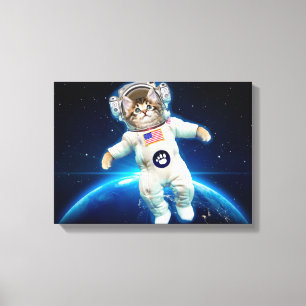 Lienzo Astronauta del gato en el espacio