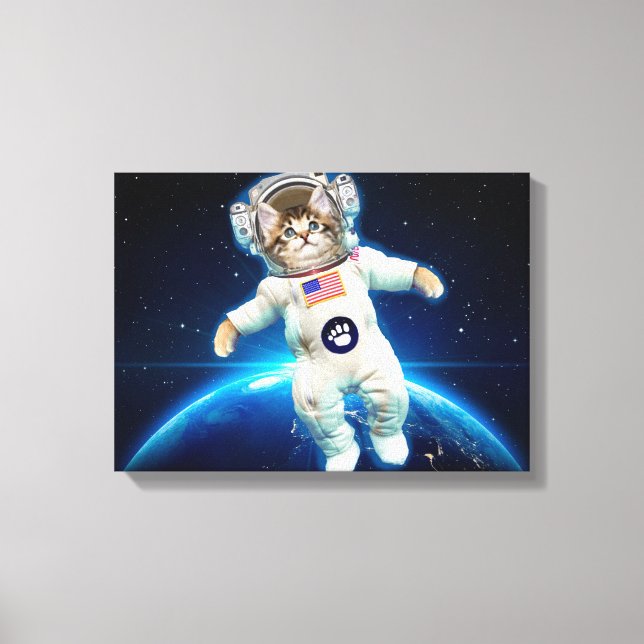 Lienzo Astronauta del gato en el espacio (Anverso)