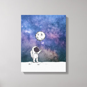 Lienzo Astronauta en el espacio con estrellas del cosmos 