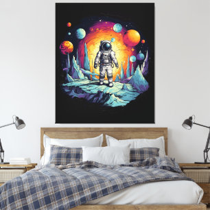 Lienzo Astronauta Galaxia Explorador Espacial Placa de Ma