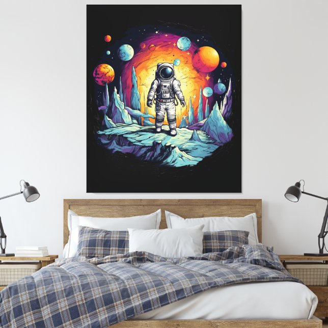 Lienzo Astronauta Galaxia Explorador Espacial Placa de Ma (Insitu(Dormitorio))