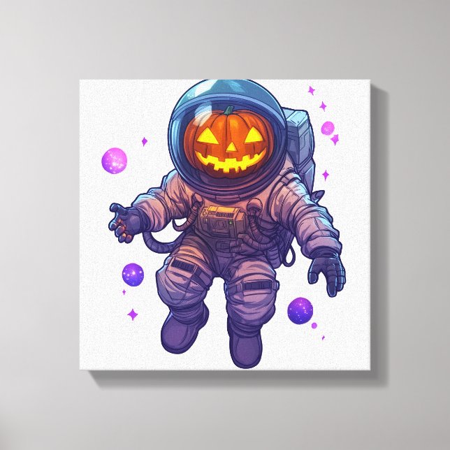 Lienzo Astronauta Jack-o'-Lantern (Anverso)