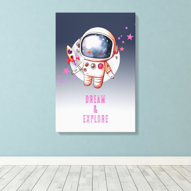 Lienzo Astronauta Luna Galaxia Espacial (Insitu (piso de madera))