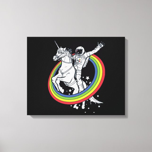 Lienzo Astronauta montando un unicornio  (Anverso)