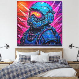 Lienzo Astronauta Neon Cyberpunk