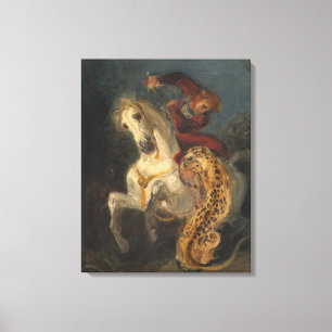 Lienzo Atacan a Ferdinand Delacroix por un jaguar