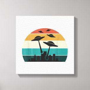 Lienzo Ataque de OVNI retro al atardecer - Sauc volador d