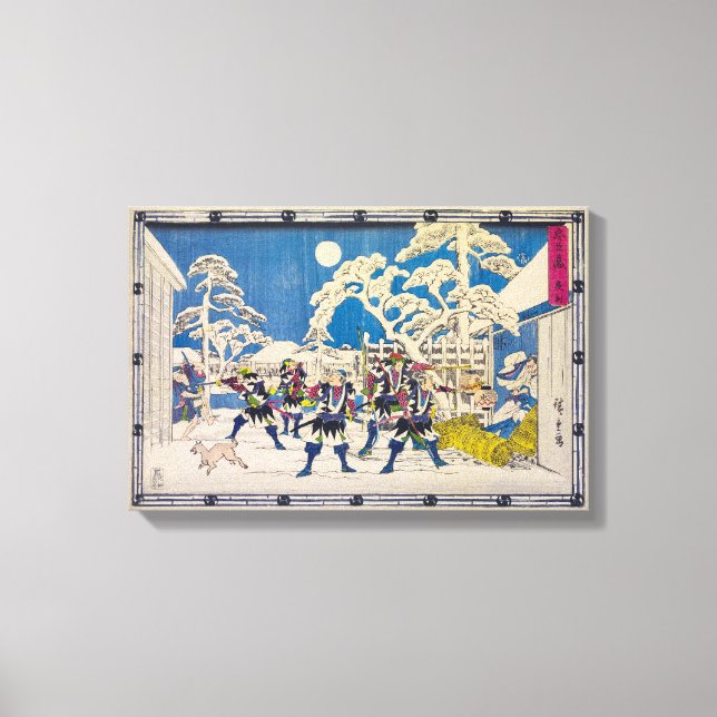 Lienzo Ataque nocturno | Utagawa Hiroshige | (Anverso)